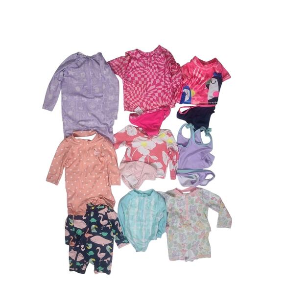 Lot Of 12 Month Old Girl Swim Wear Rashguards 13 Pieces - Picture 4 of 4